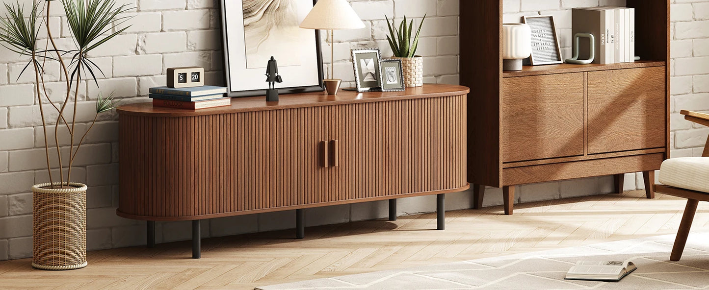 Entertainment Center Table with Sliding Doors