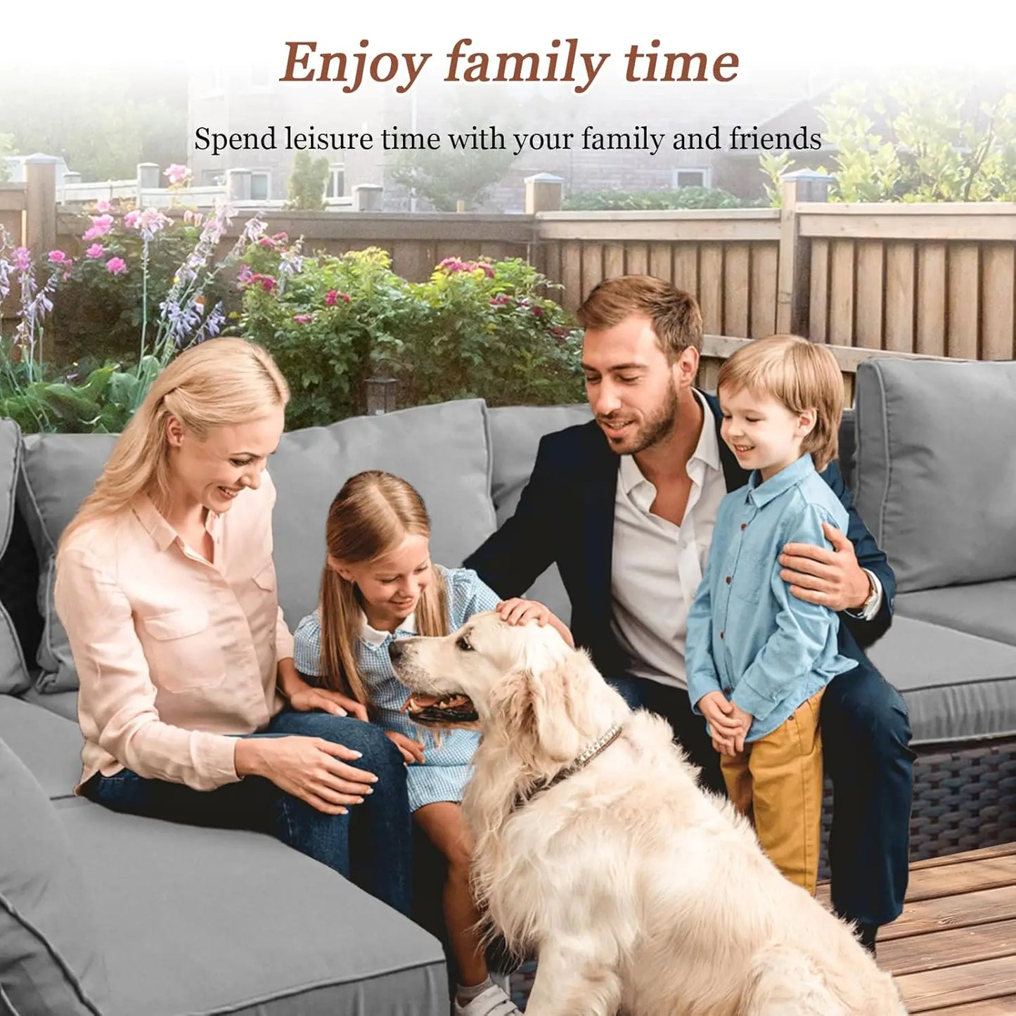 Sectional Patio Furniture Set with Fire Pit