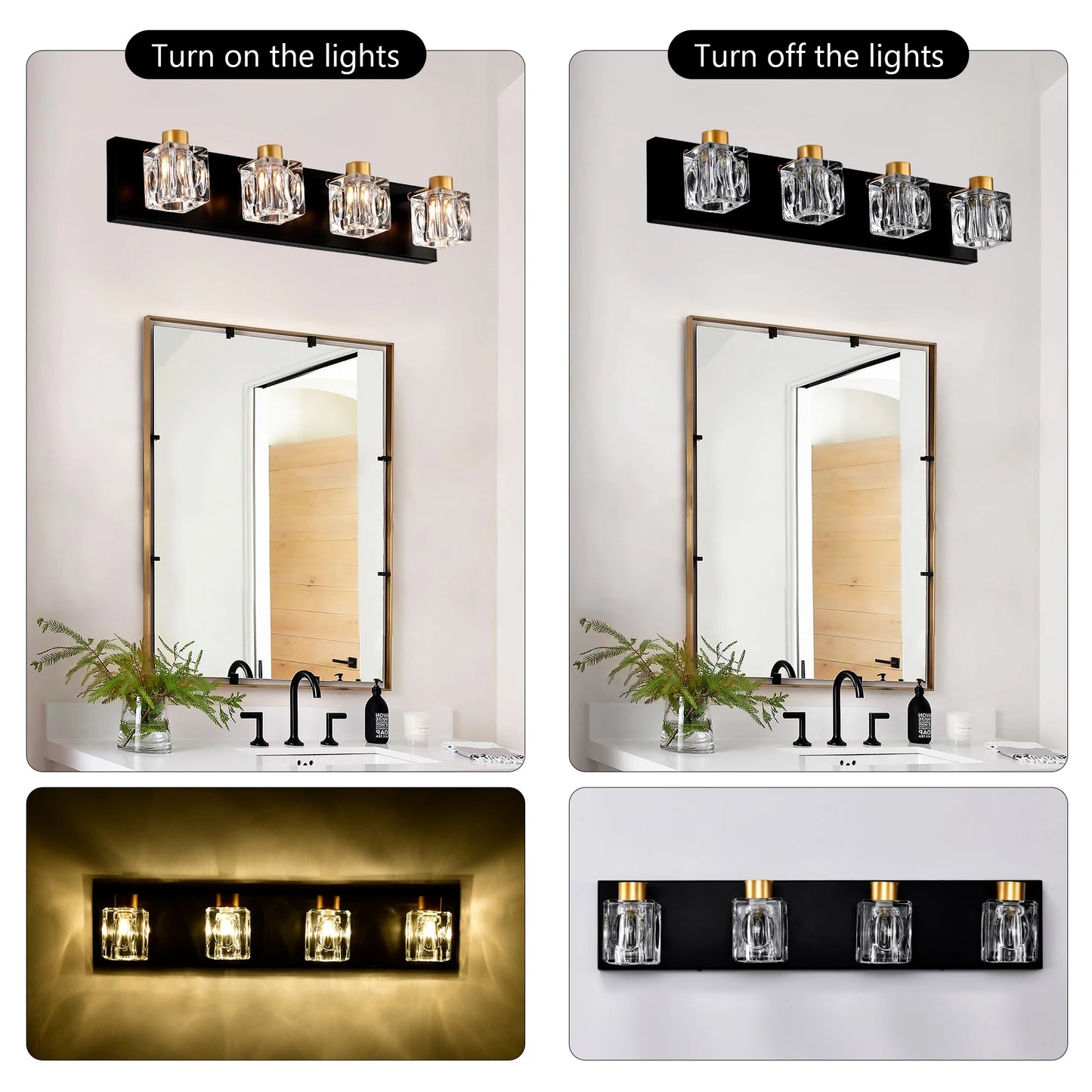 Modern Vanity Lights with Crystal Glass Shade