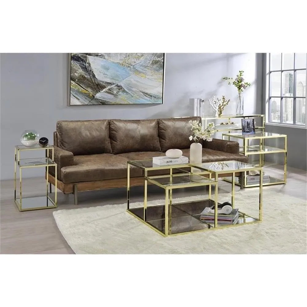 Glass Top Coffee Table with Metal Frame