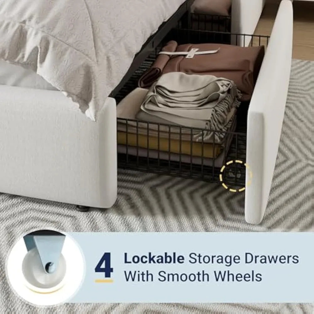 Contemporary Platform Bed with Storage Drawers