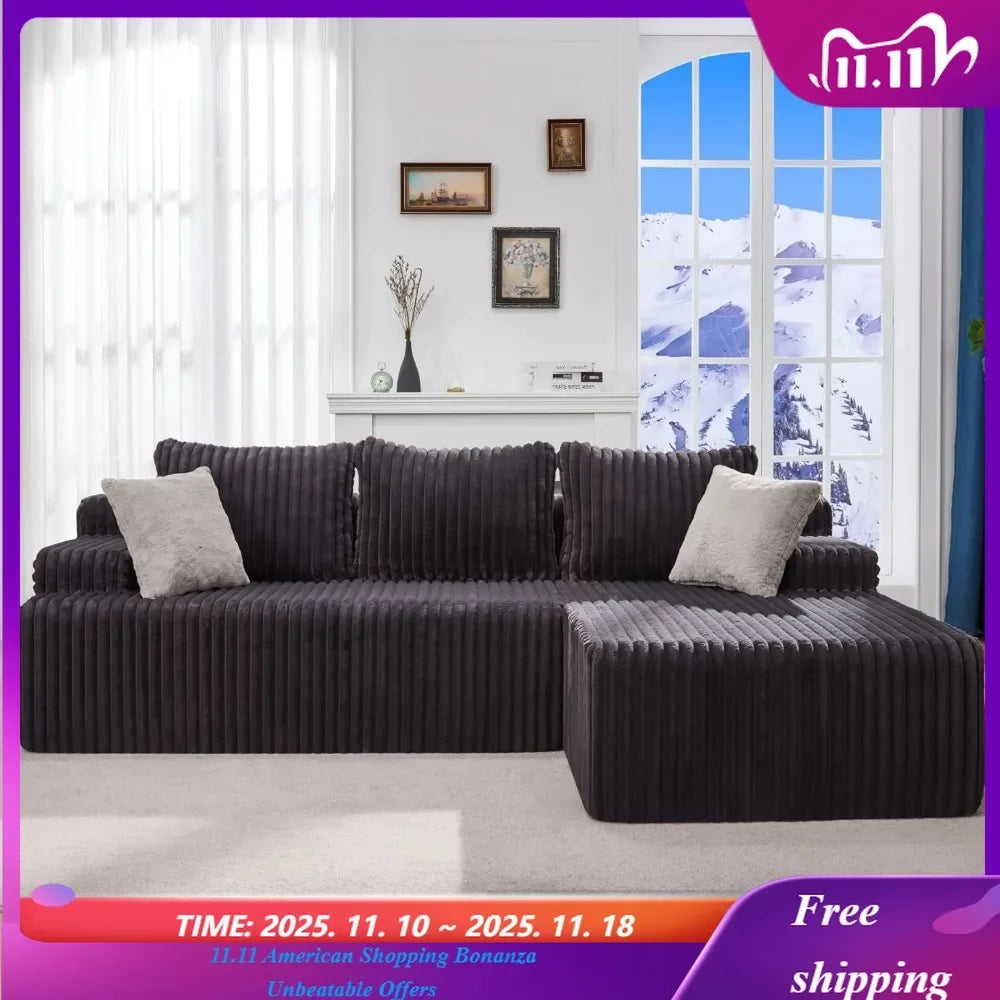 L-Shape Memory Foam Oversize Chaise Living Room Set