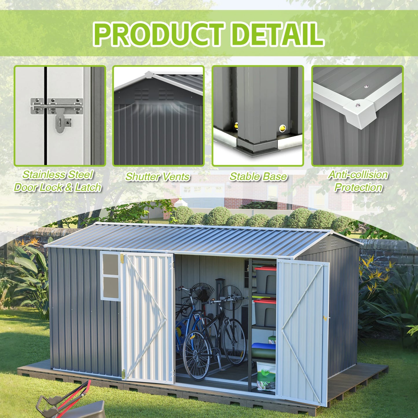 Heavy-Duty Steel Outdoor Storage Shed with Window