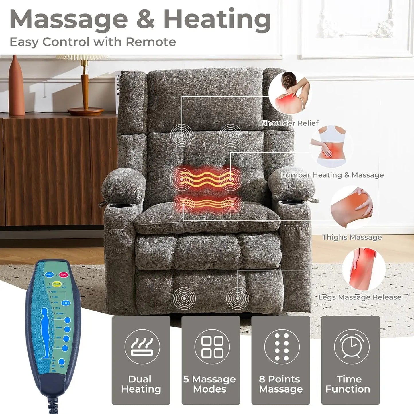 Power Lift Recliner with Dual Motor Electric Lift Chair