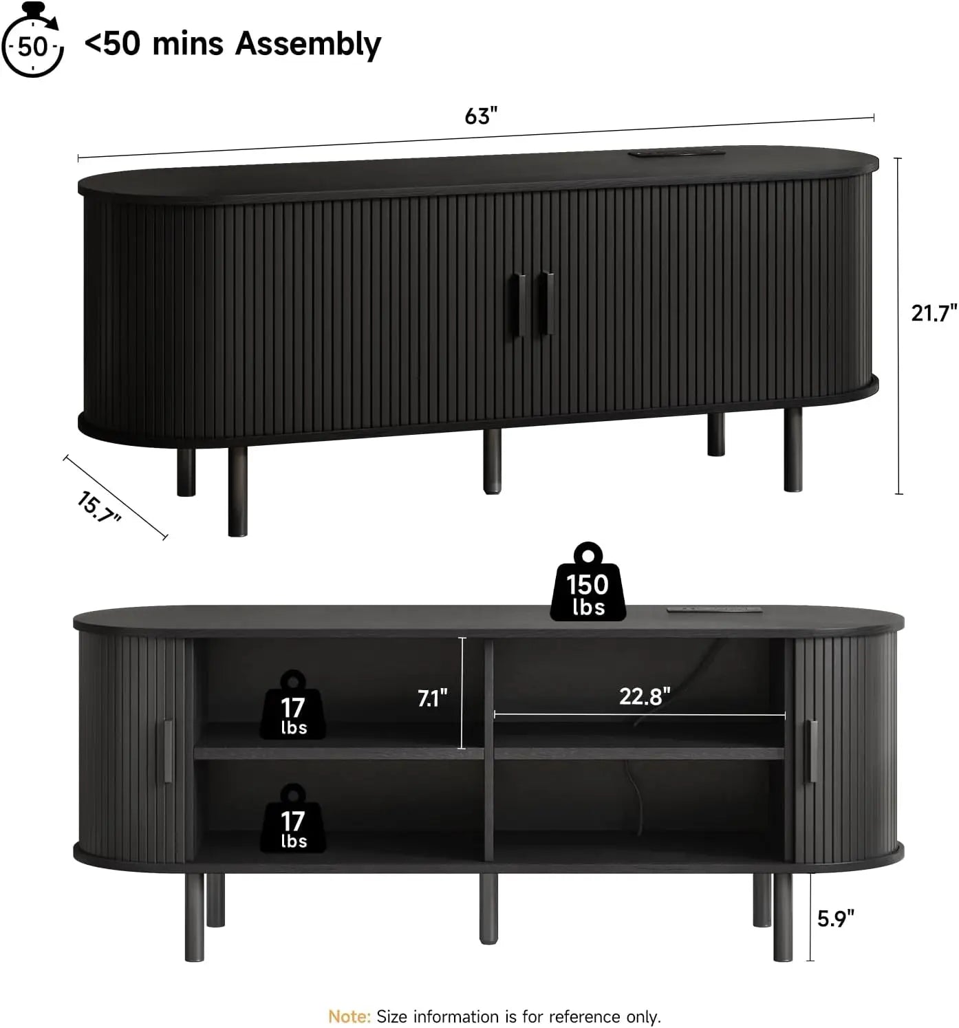Entertainment Center Table with Sliding Doors