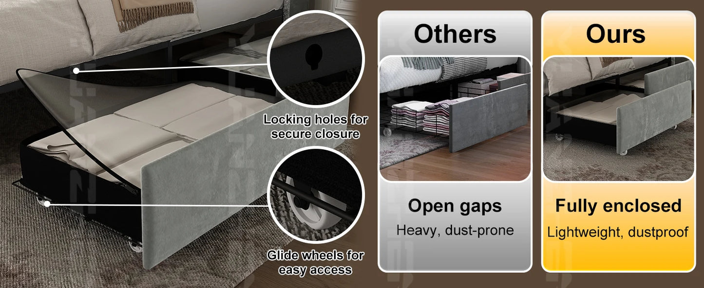 Bed Frame, Galaxy Projector, Bluetooth Speaker, USB Ports, 4 Drawers, No Box Spring Needed
