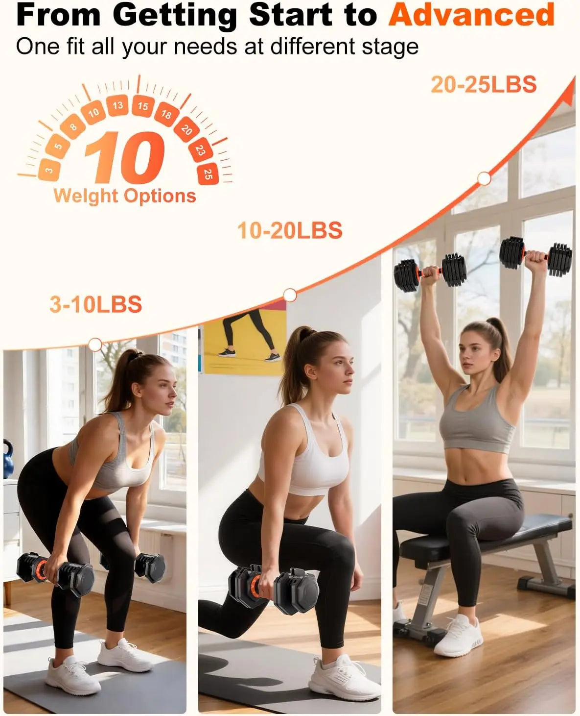 Adjustable Dumbbell Set with Tray