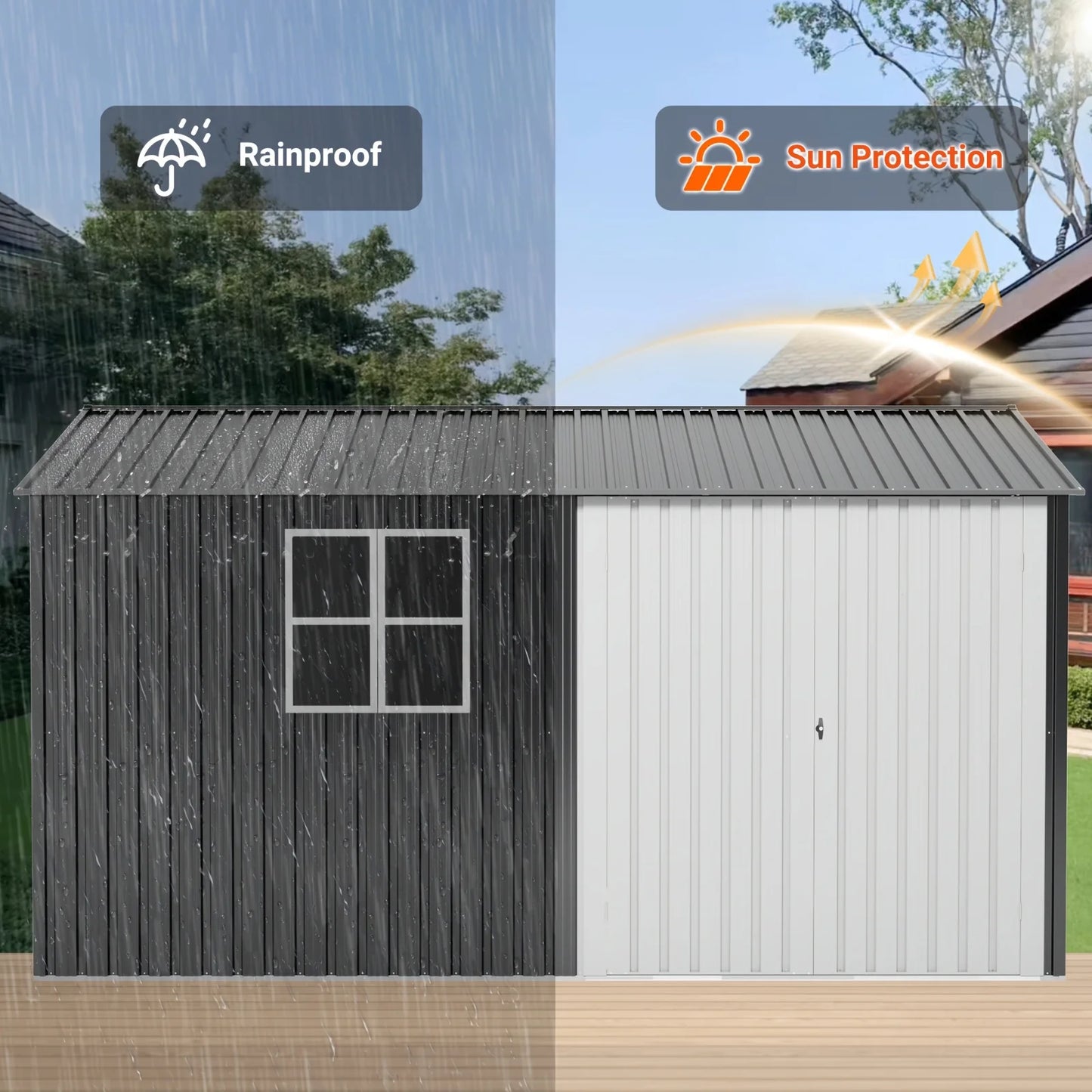 Outdoor Metal Storage Shed with Windows