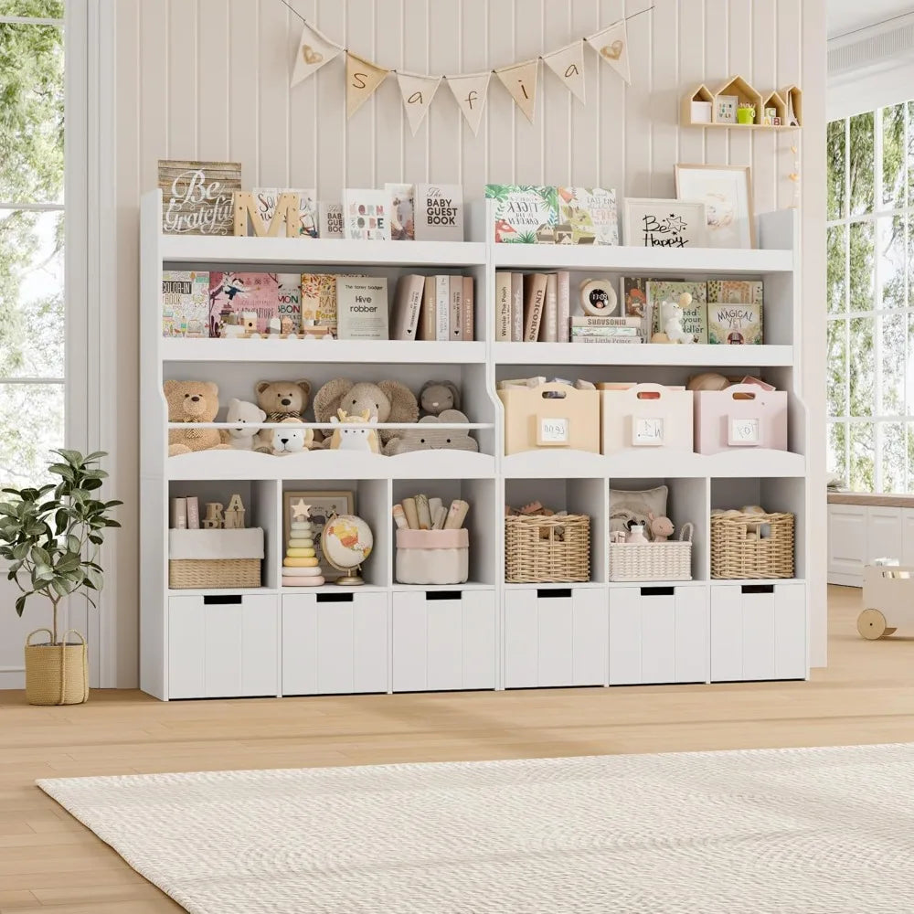 Bookshelf with Toy Storage Organizer with 3 Movable Bins