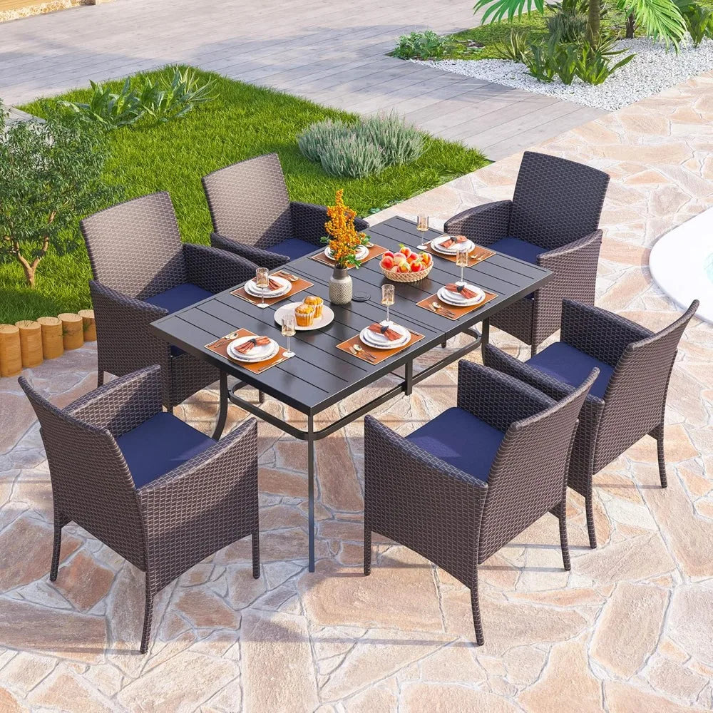 Patio Wicker Modern PE Rattan Armchair with Removable Cushions