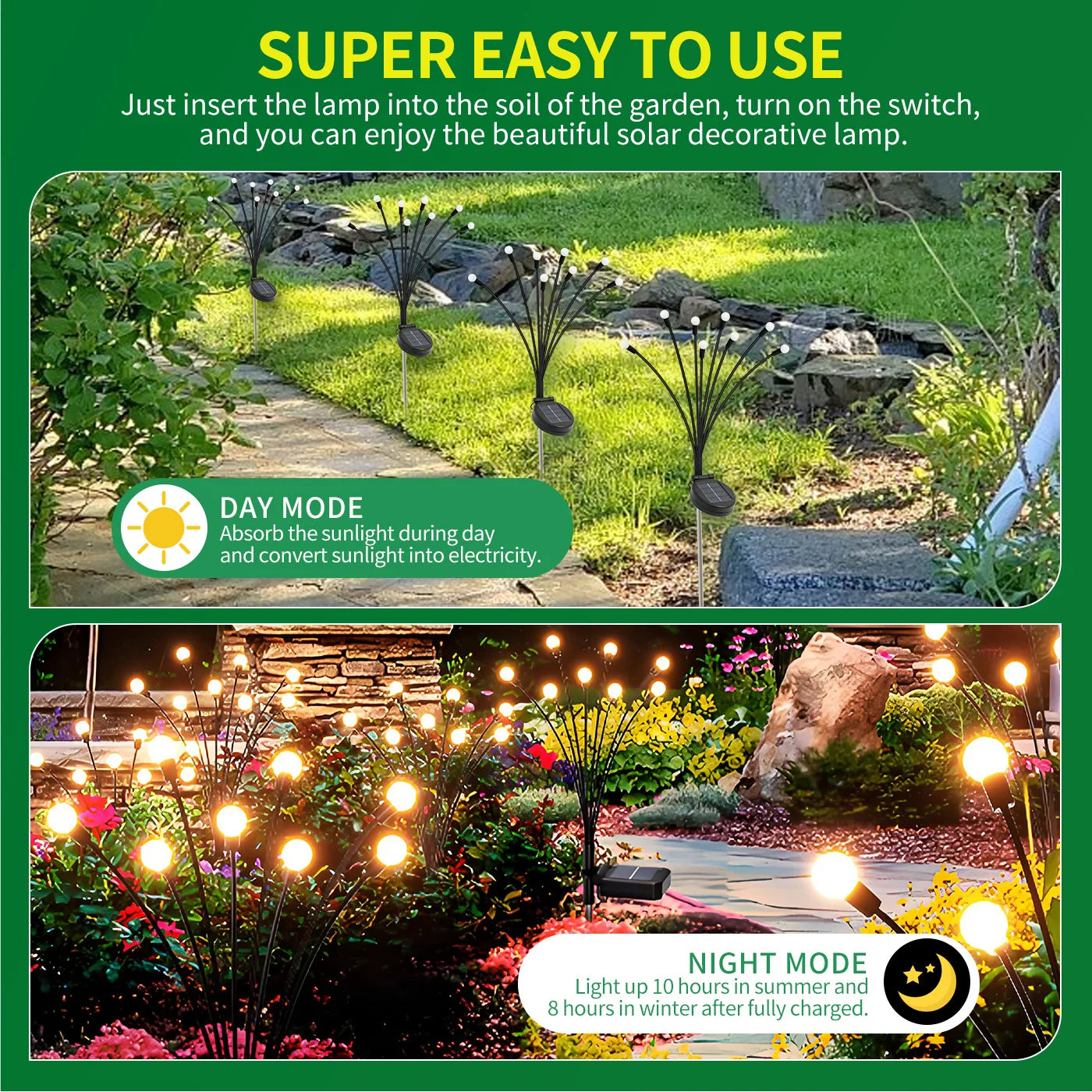 8-Head Solar Firefly Lights LED Solar