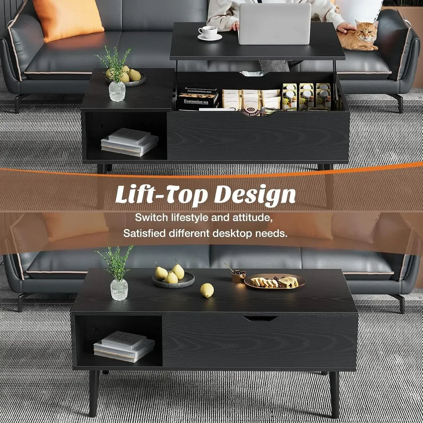 Small Rising Wooden Coffee Table