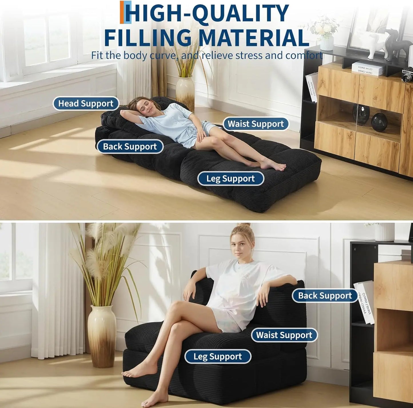 Folding Sofa Bed with Pillow