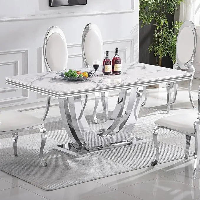 Modern Rectangular Tempered Glass Dining Table