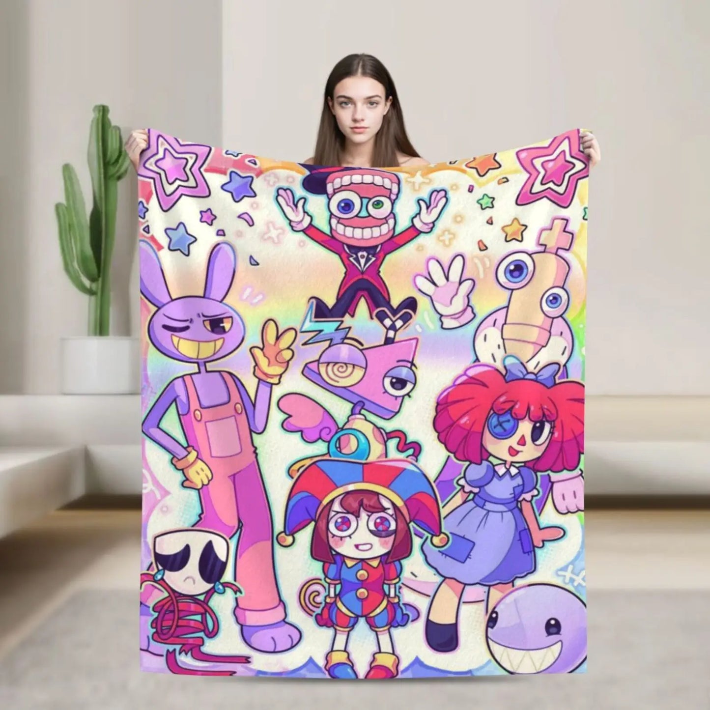 A-Amazing D-Digital Anime Circus Cozy Super Soft Flannel Blanket