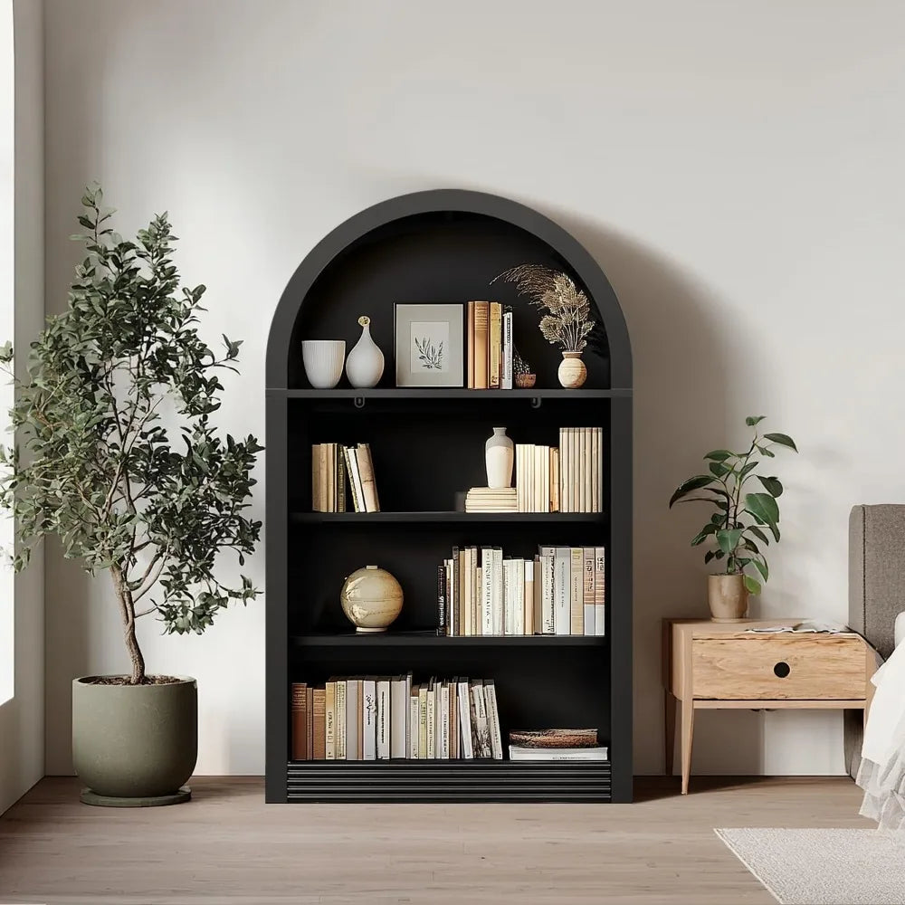Wood Bookcase Display Floor Arched Shelf