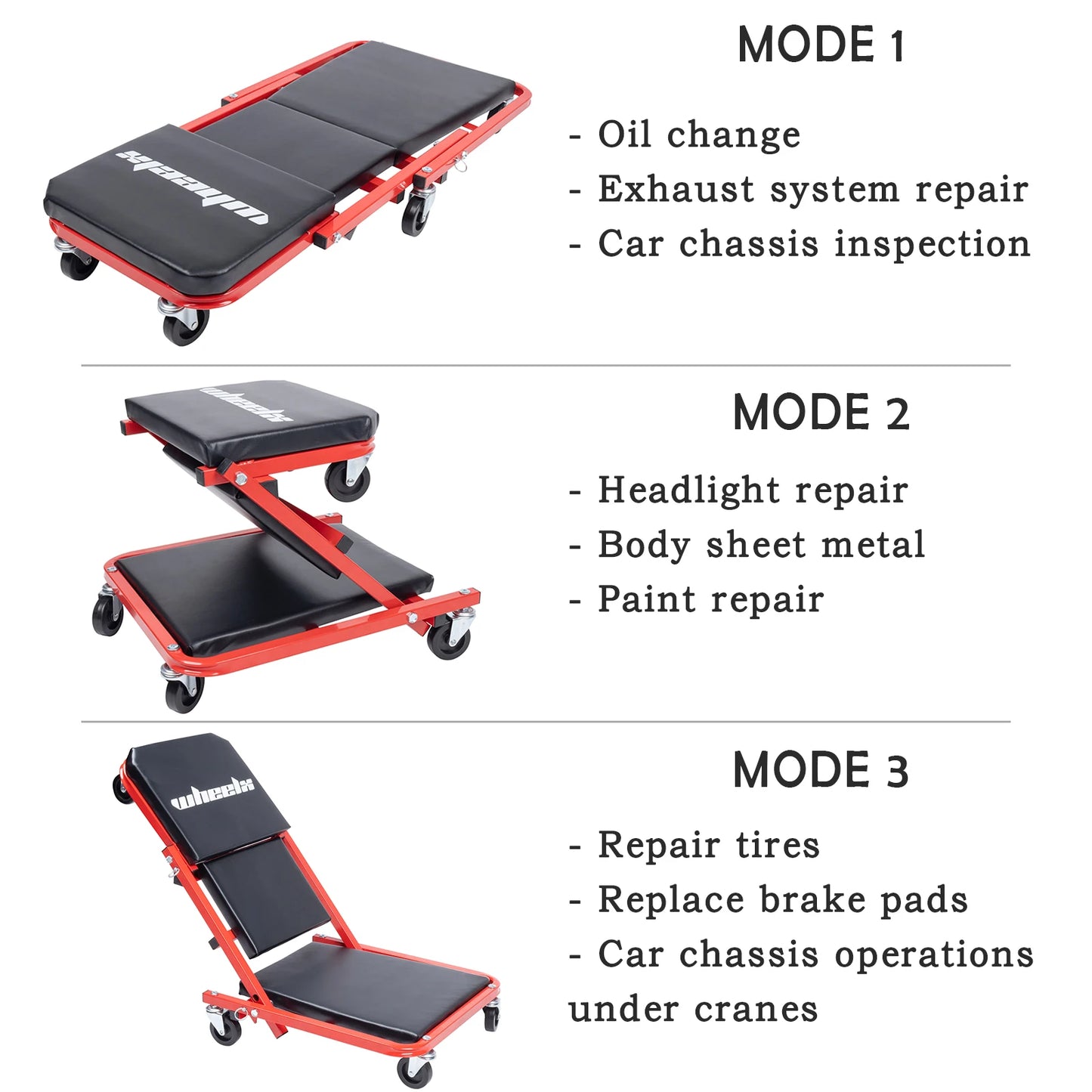 Foldable Garage Chair Lay Down Sit Lean Back