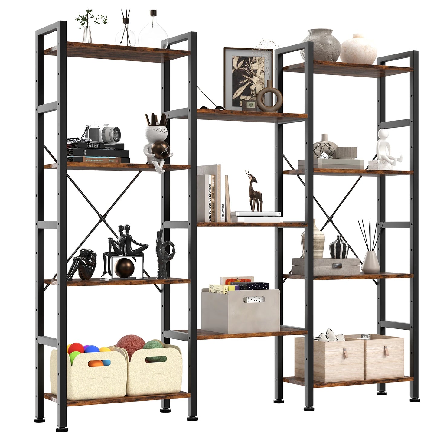 Wide Display Bookshelf Combination Adjustable Shelf Storage