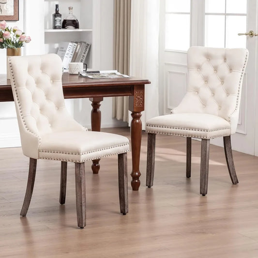 Upholstered Velvet Dining Room Chairs with Nail-Head Ring Pull Trim