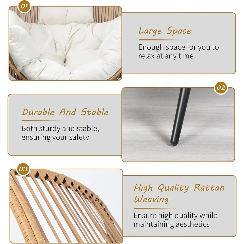 HOME - Patio Lounge Chair with Cushion Egg Basket