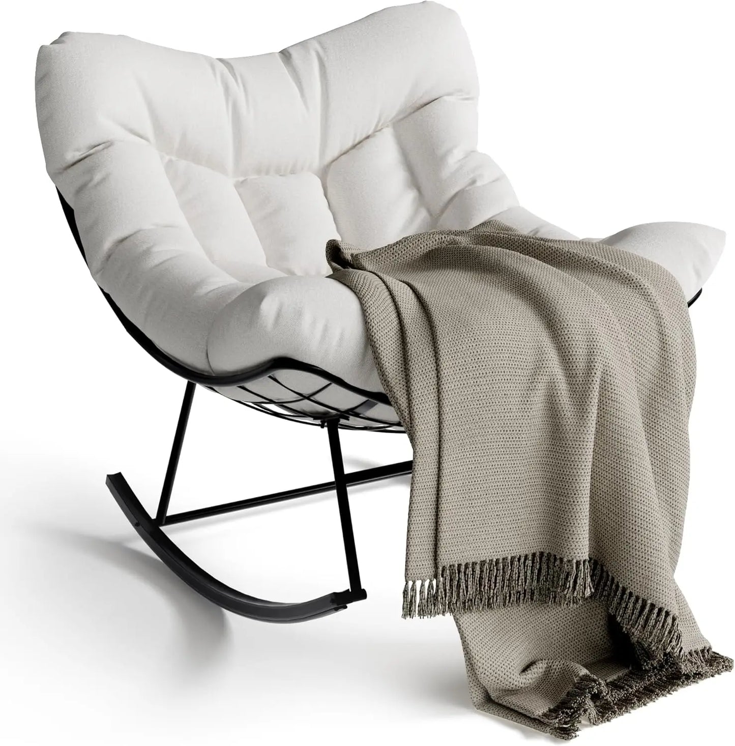 Outdoor Egg Rocker Rocking Chair with Footrest