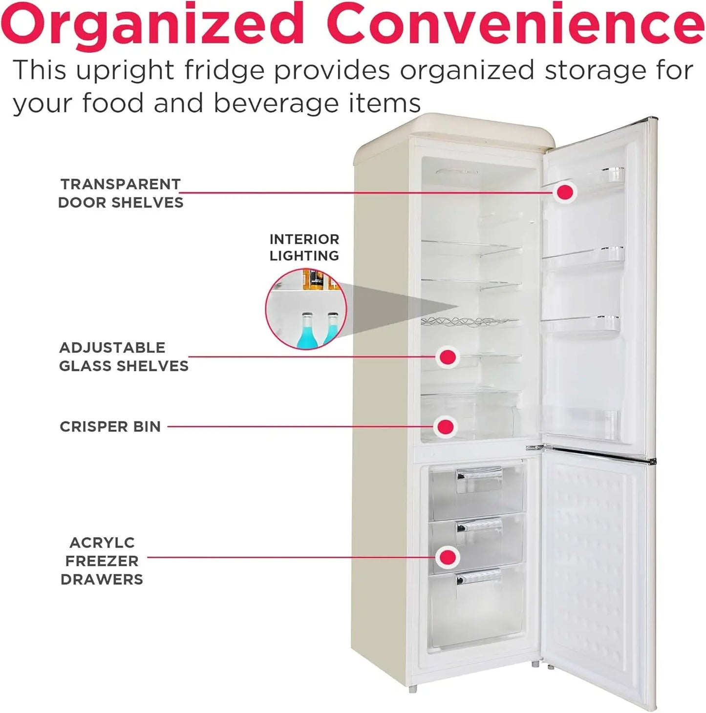 Retro Style Fridge with Bottom Freezer