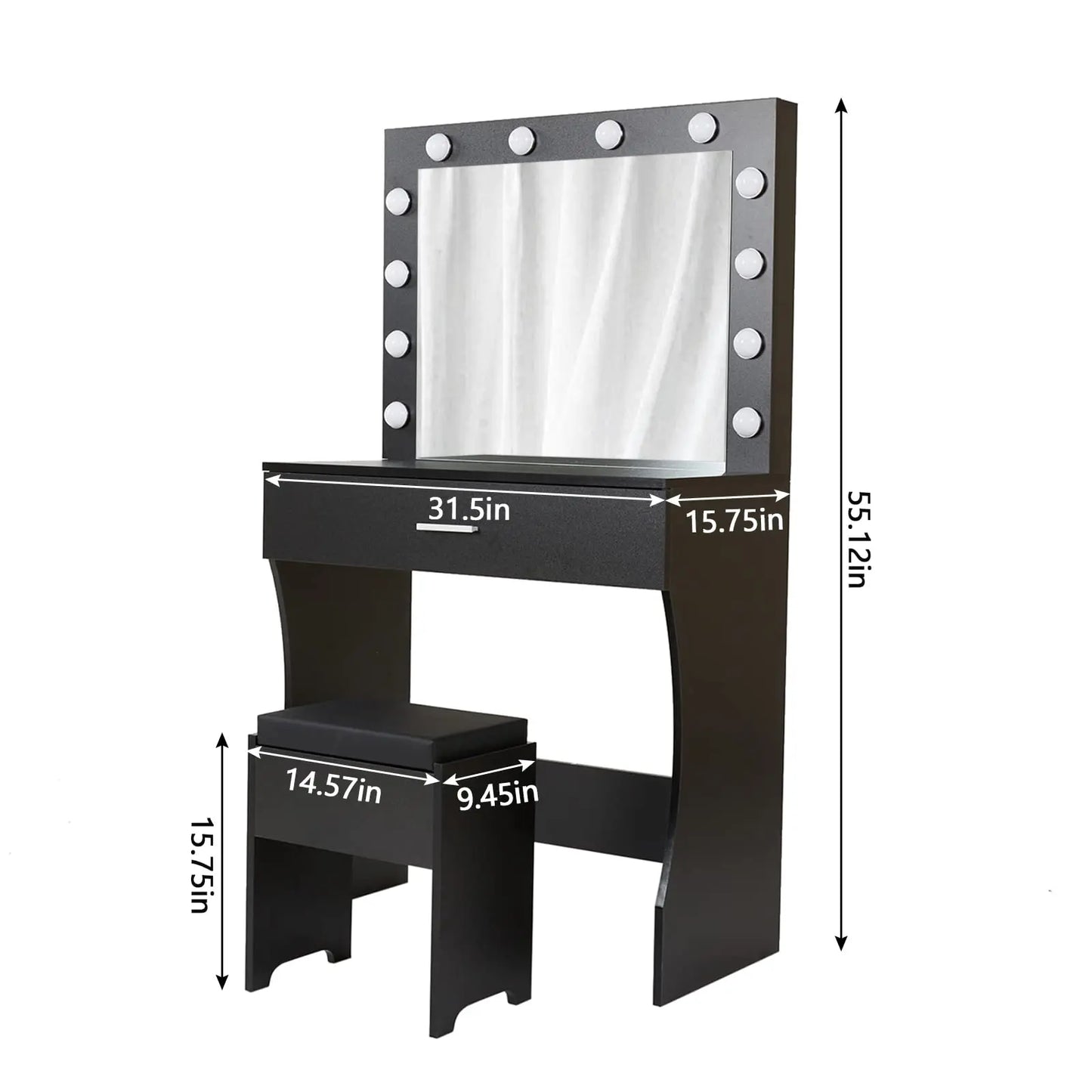 Teen Make-Up Vanity Desk with Lights Mirror Set