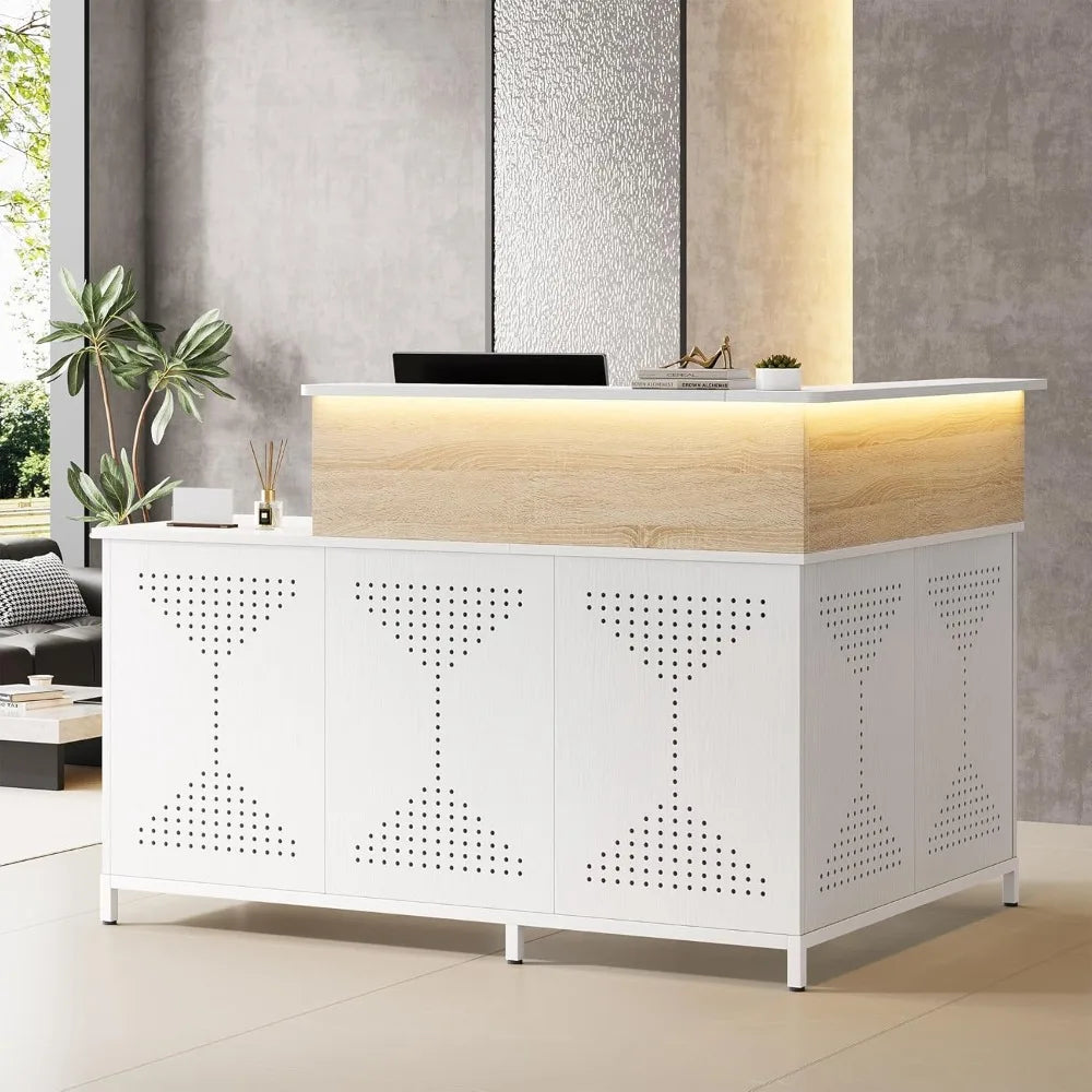 L-Shaped Reception Desk with LED Lights