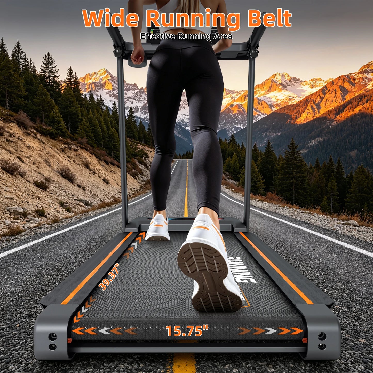 Home Foldable Treadmill with Wide Running Belt
