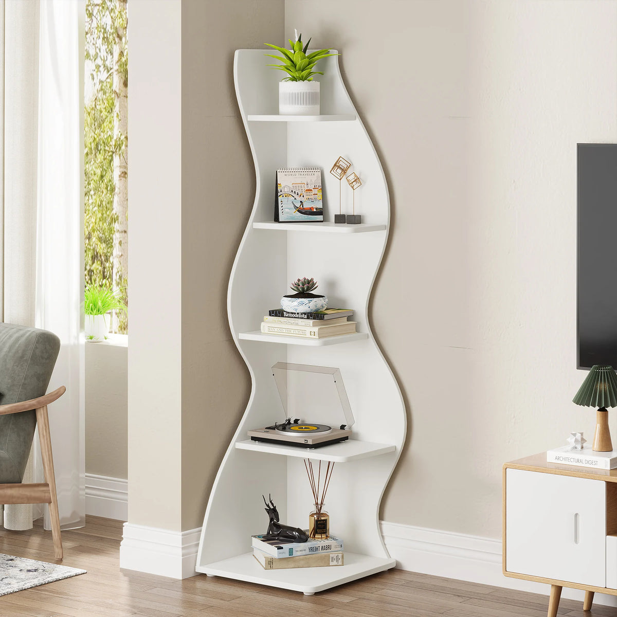 Modern Wall Corner Bookshelf