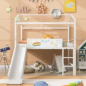 Twin Over Twin Bunk Bed with Slide
