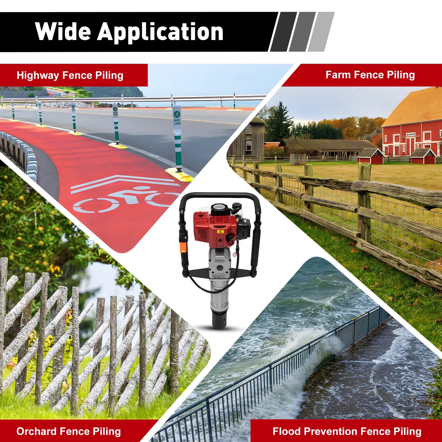 Air Cooling Single-cylinder Petrol Garden Fencing Push Pile Tool