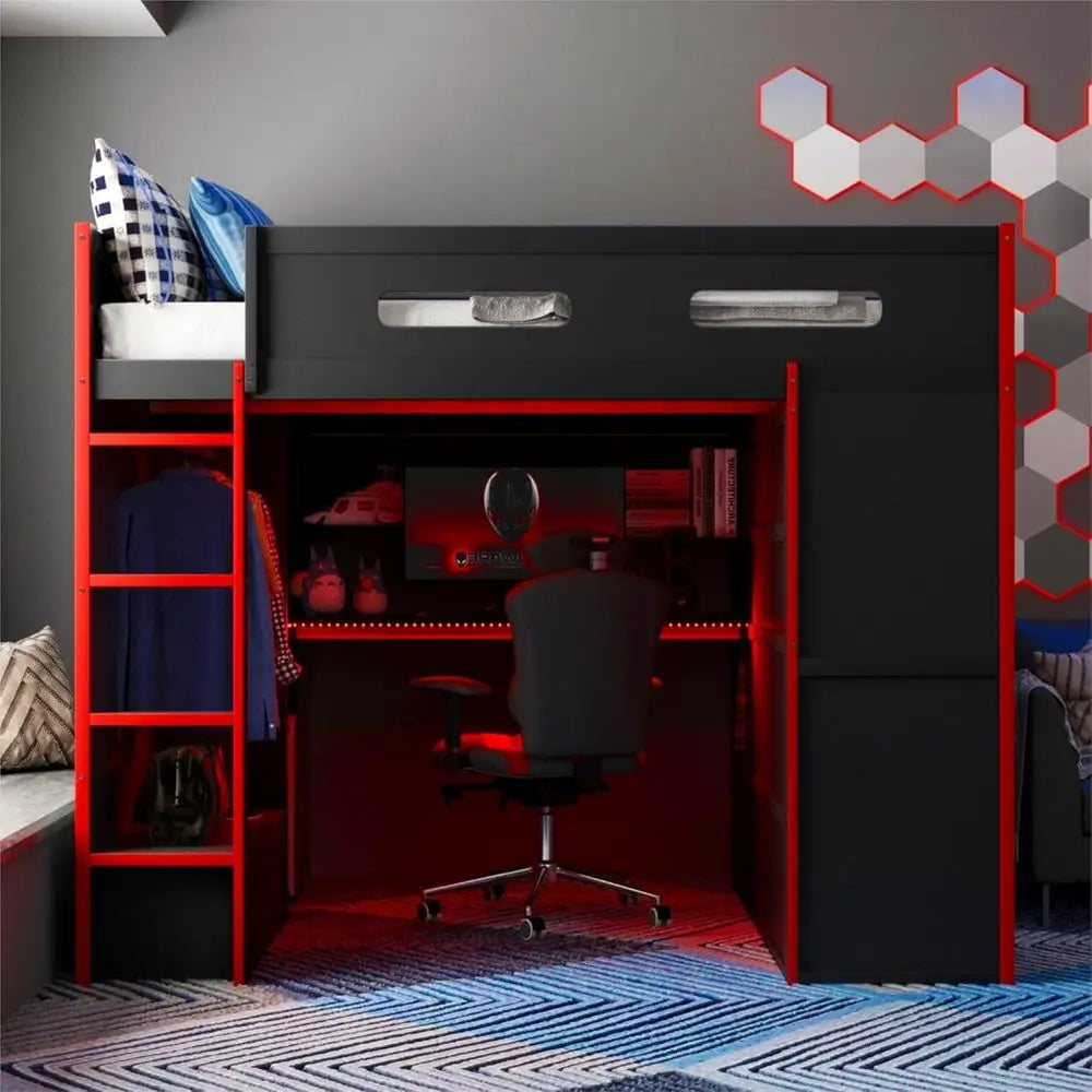 Full-Size Gaming Bed with Desk