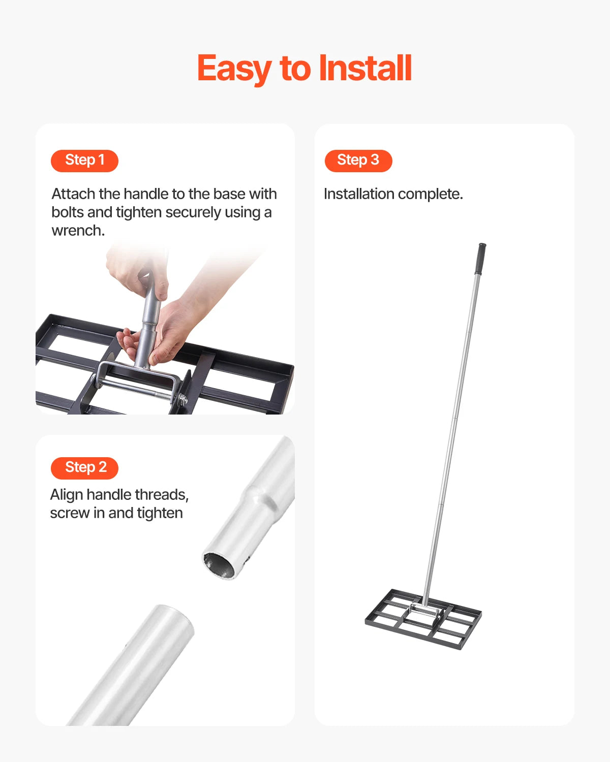 Lawn Leveling Rake with Handle Ground Plate Rust-Resistant