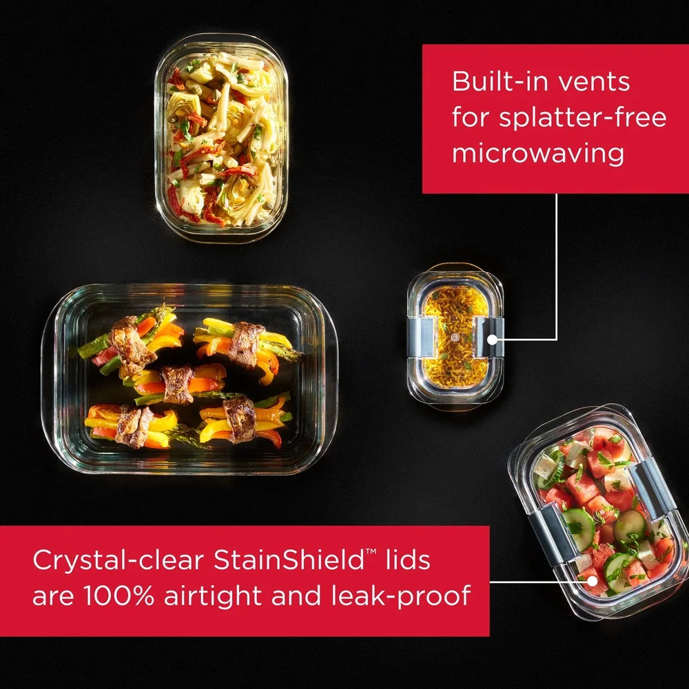 Airtight Leak-Proof Glass Food Storage Containers