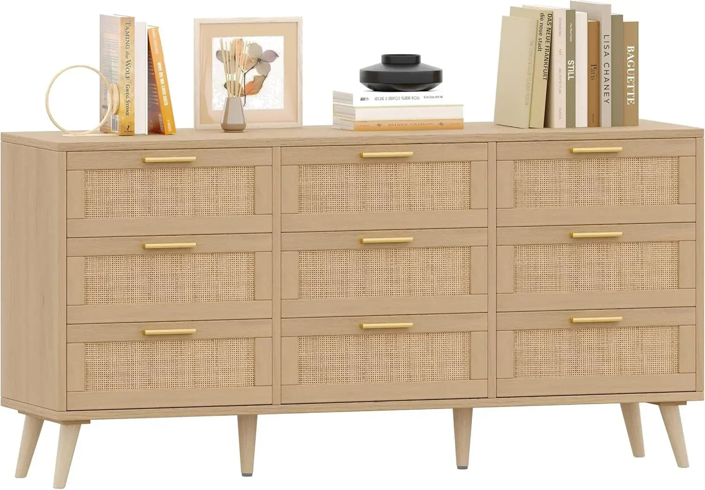 Modern Wooden Dresser Chest with Golden Handles for the Bedroom