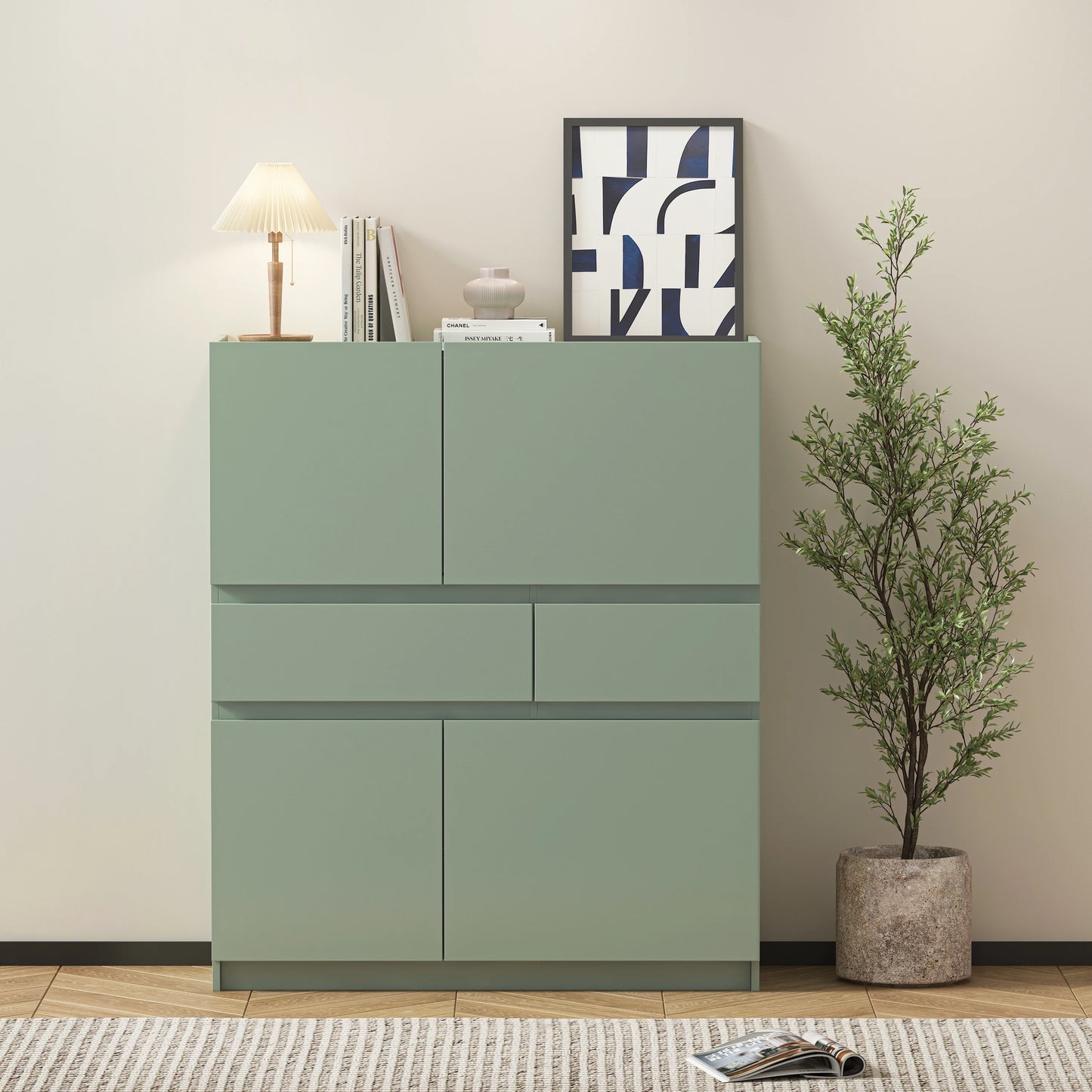 Green Wooden Storage Cabinet