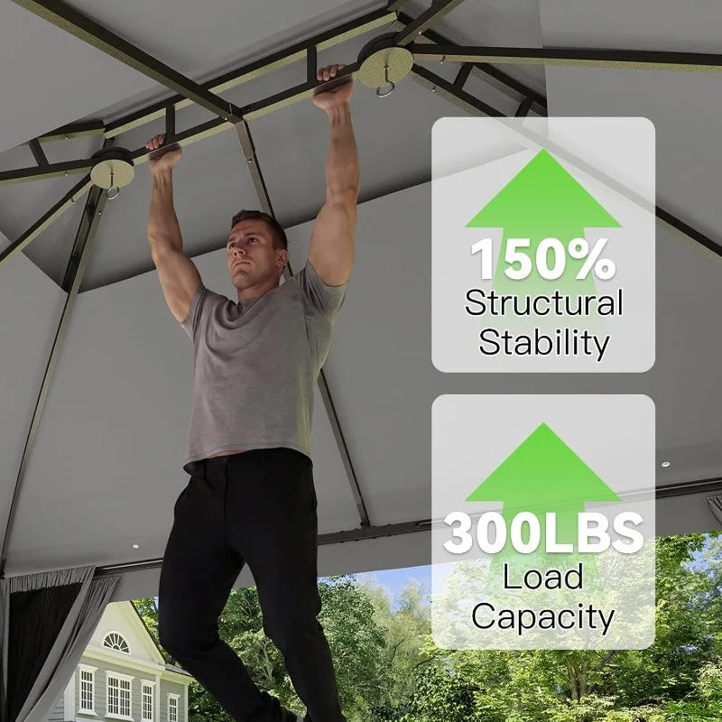 Heavy Duty Metal Frame Canopy with Double Roofs