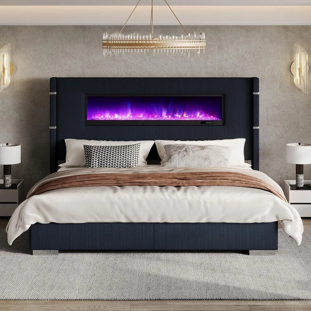 Modern Bed Frame with Extra Tall Headboard