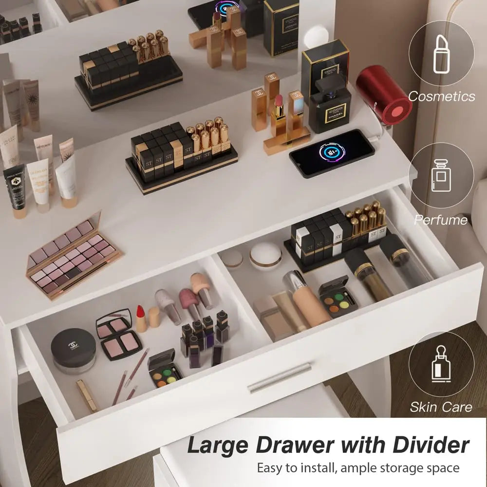 Teen Make-Up Vanity Desk with Lights Mirror Set