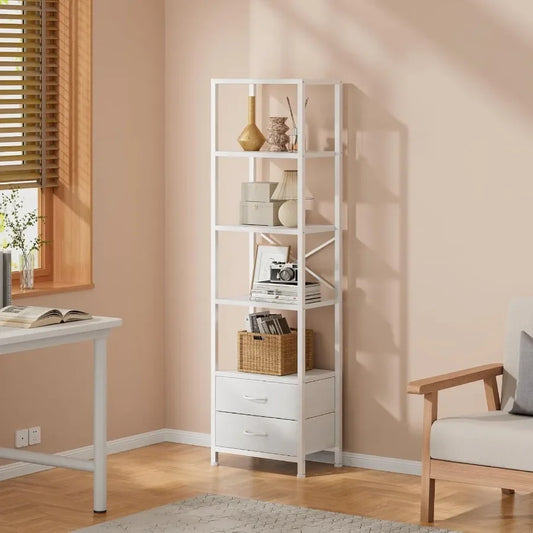 Narrow Bookshelf - 5 Tier Corner Shelf