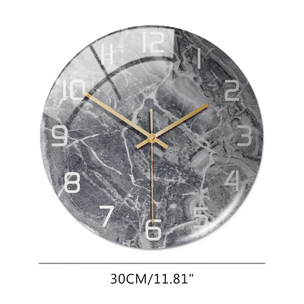 Luxury 3D Acrylic Marble Pattern Wall Adhesive Clock