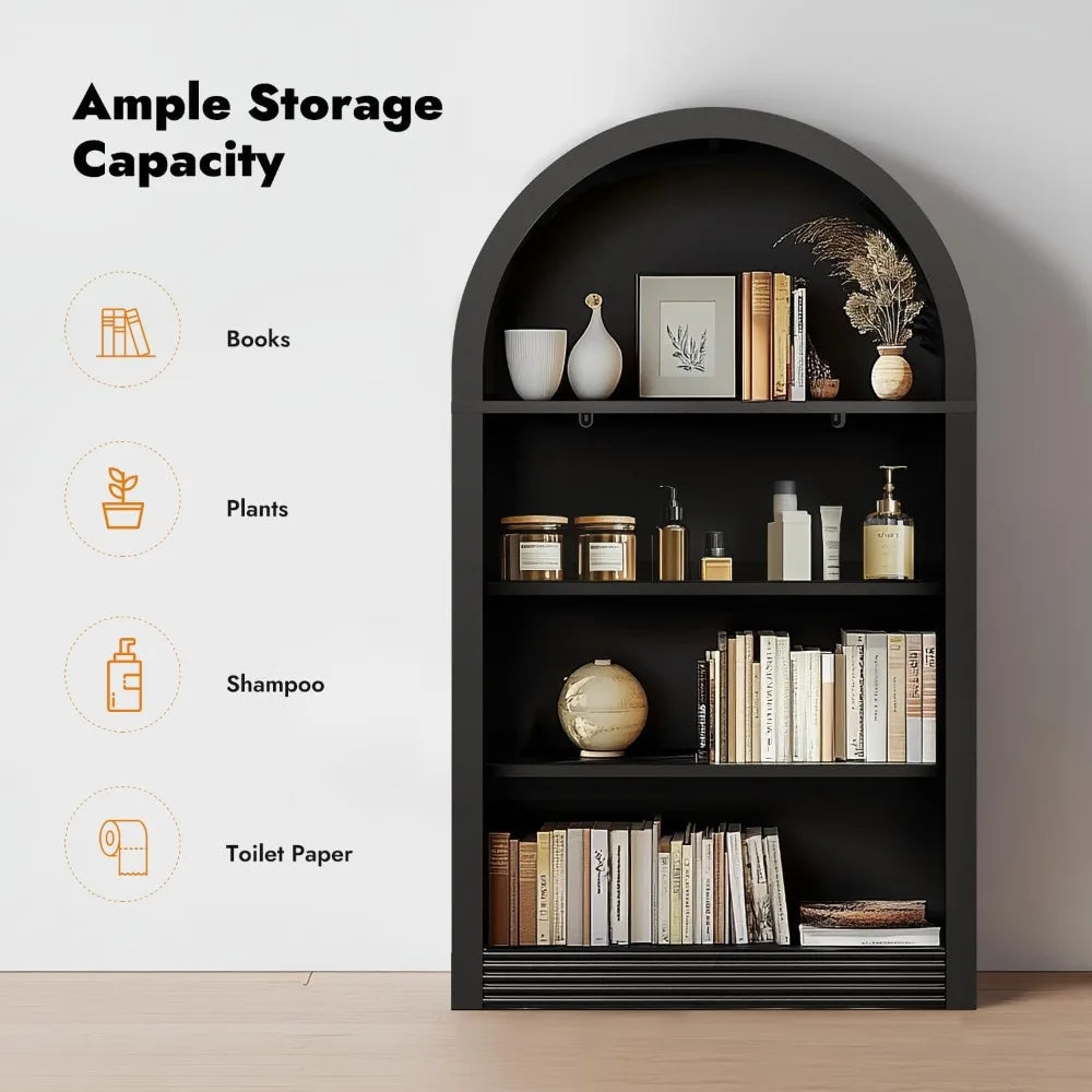 Wood Bookcase Display Floor Arched Shelf