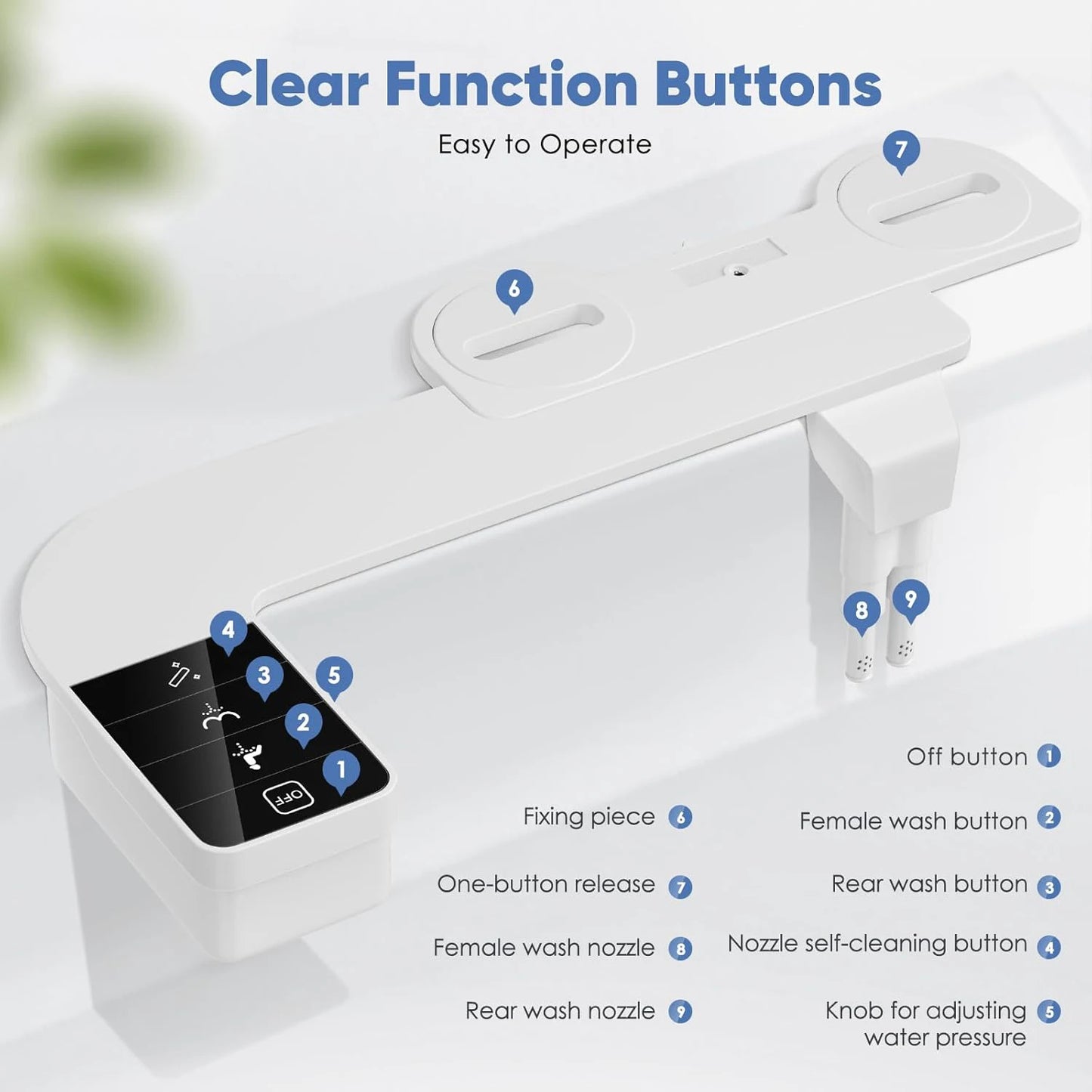 Side Arm Control Ultra Thin Design Toilet Seat Dual Nozzle