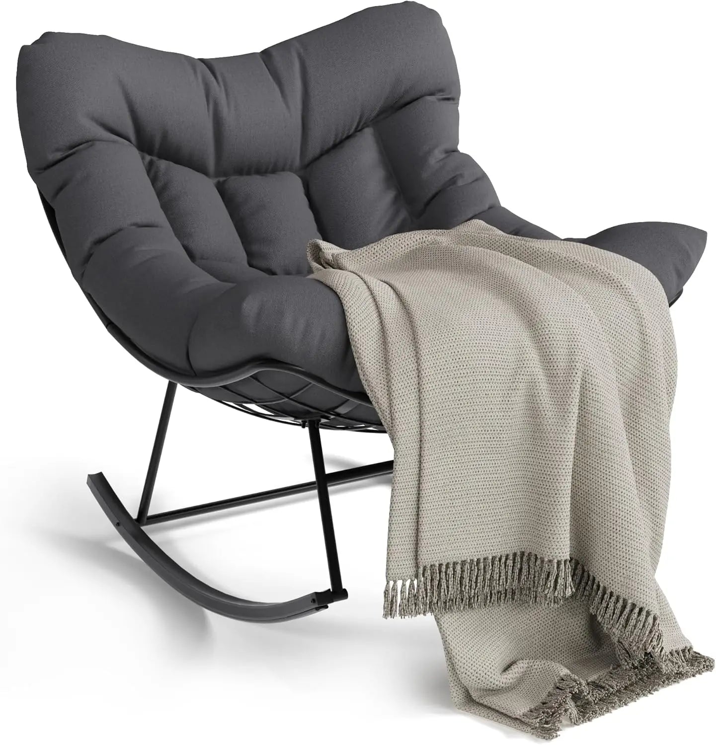 Outdoor Egg Rocker Rocking Chair with Footrest
