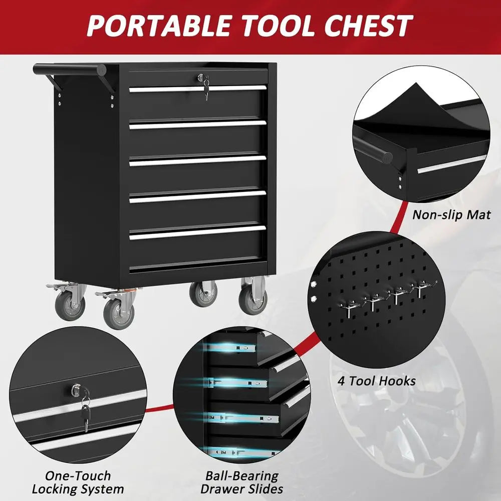 Portable Rolling Tool Chest with Wheels