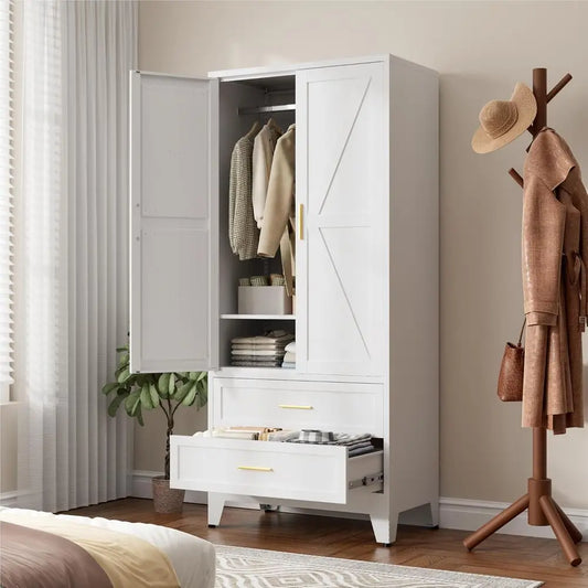 Wardrobe with Hanging Rod and Shelves