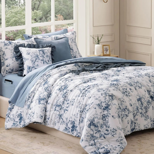 Comforter Set - Floral Blue Comforter Set for All Seasons