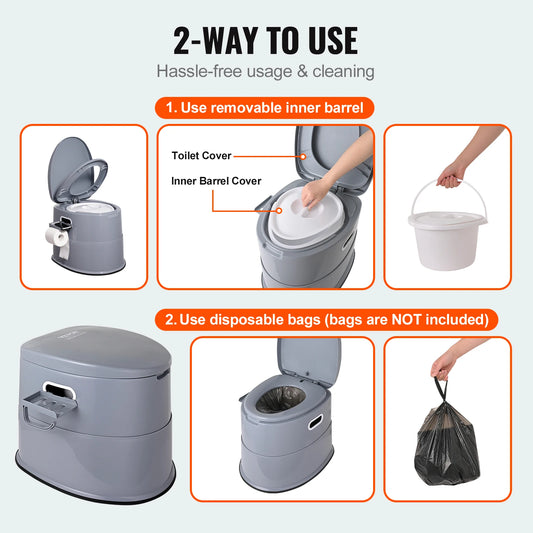 Bedroom Portable Toilet with Detachable Inner Bucket