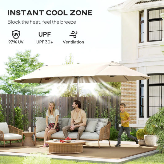 Double-Sided Extra Large Umbrella with Crank Handle